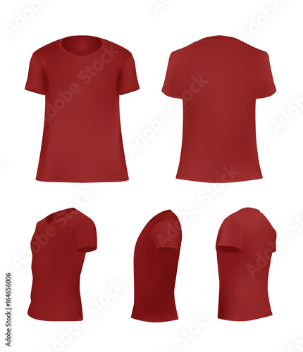 Download Red T Shirt Template Set Blank Shirt Front Side Perspective Rear Views Different Angles Vector Eps10 Illustration Isolated On White Background Stock Vector Adobe Stock
