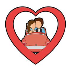 Poster - isolated newlywed couple car icon vector illustration graphic design