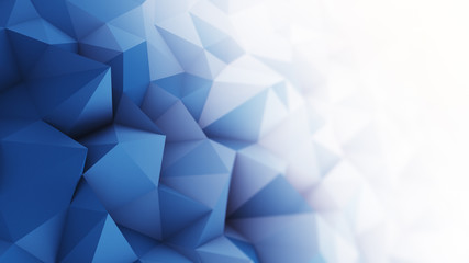 Poster - Blue white low poly surface 3D rendering