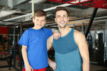 Sticker - Dad and son spending time in gym