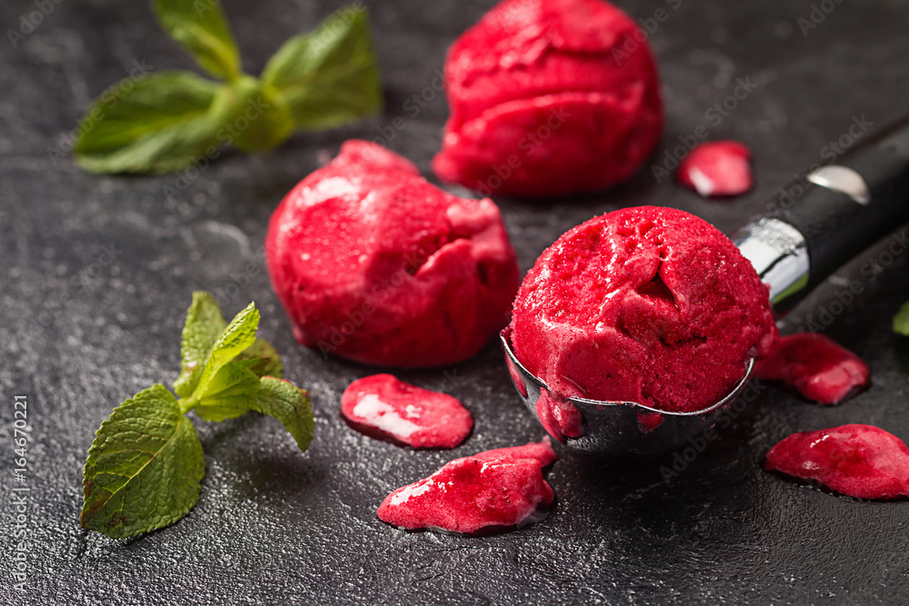 Raspberry red ice cream Stock Photo | Adobe Stock