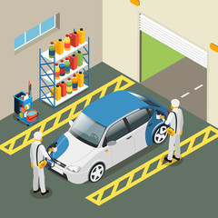 Wall Mural - Isometric Car Painting Service Concept