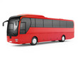 Red big tour bus isolated on a white background. 3D rendering