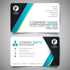 Wall Mural - blue modern creative business card and name card,horizontal simple clean template vector design, lay