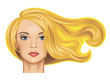 © Raman Maisei - Head of a pretty blonde girl with long fluttering hair in sunlight