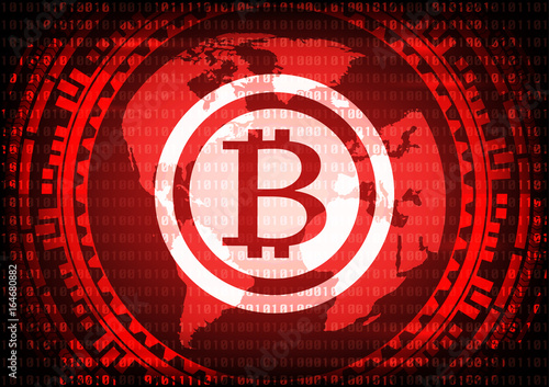 Abstract Technology Bitcoins Logo On Binary Code And Gear World Map Background Vector Illustration Cybercrime And Cyber Security Concept Buy This Stock Vector And Explore Similar Vectors At Adobe Stock
