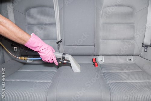 Dirty Car Interior Light Gray Textile Seats Chemical