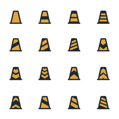 Poster - Vector flat traffic cone icons set