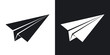 Vector paper airplane icon. Two-tone version on black and white background