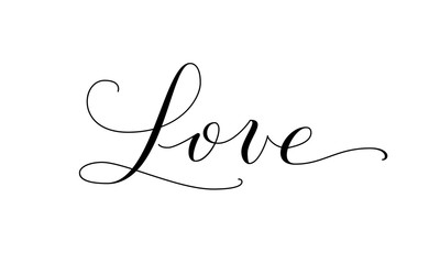 Wall Mural - Love word, hand written custom calligraphy. Great for valentine day cards, wedding invitations and romantic decoration.