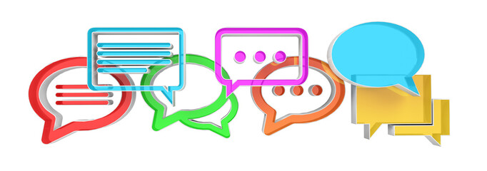 Wall Mural - Digital colorful 3D rendering conversation icons