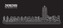 Cityscape Building Line Art Vector Illustration Design -  Zhengzhou City