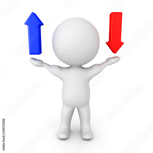 3d Character Holding Blue Up Arrow And Red Down Arrow Buy This Stock Illustration And Explore Similar Illustrations At Adobe Stock Adobe Stock