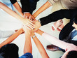 © jes2uphoto - hands of business team on workspace background top view ,