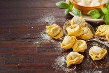Freshly Made Uncooked Italian Tortellini Pasta