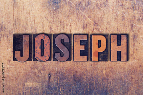 Cuadros en Lienzo Joseph Theme Letterpress Word on Wood Background