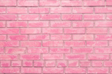 Pink Brick Wall Background. Rose Texture Facade, Bright Colored.