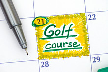 Reminder Golf Course In Calendar With Pen