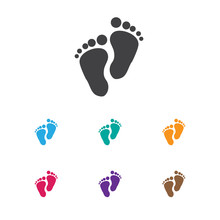 Vector Illustration Of Baby Symbol On Foot Step Icon. Premium Quality Isolated Footmark Element In Trendy Flat Style.