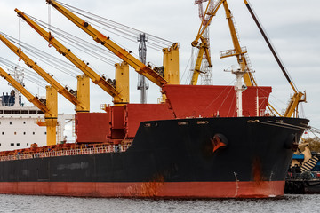 Wall Mural - Black cargo ship