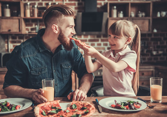 Dad and daughter cooking