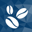 Kaffeebohnen - Icon mit geometrischem Hintergrund blau