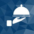 Essen servieren - Icon mit geometrischem Hintergrund blau
