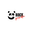 © trapezoid13 - Rock panda logo. Funny music panda mascot. Bar symbol