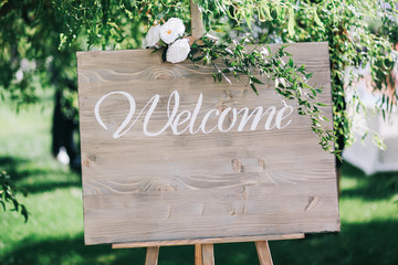 Vintage sign for guests with a place for text