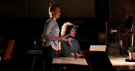 young designers in the night office