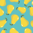 Seamless vector pattern with yellow pears