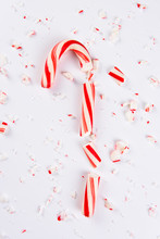 Shattered Candy Cane On White