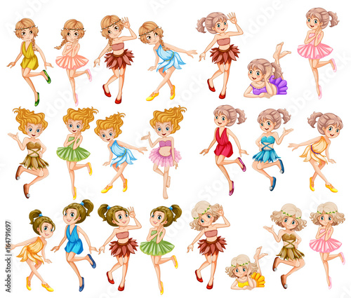 Beautiful fairies in colorful clothes