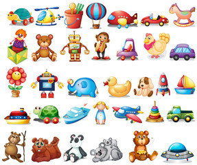 Wall Mural - Different types of toys