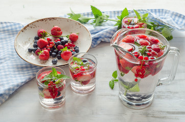 Infused water with fresh berries.