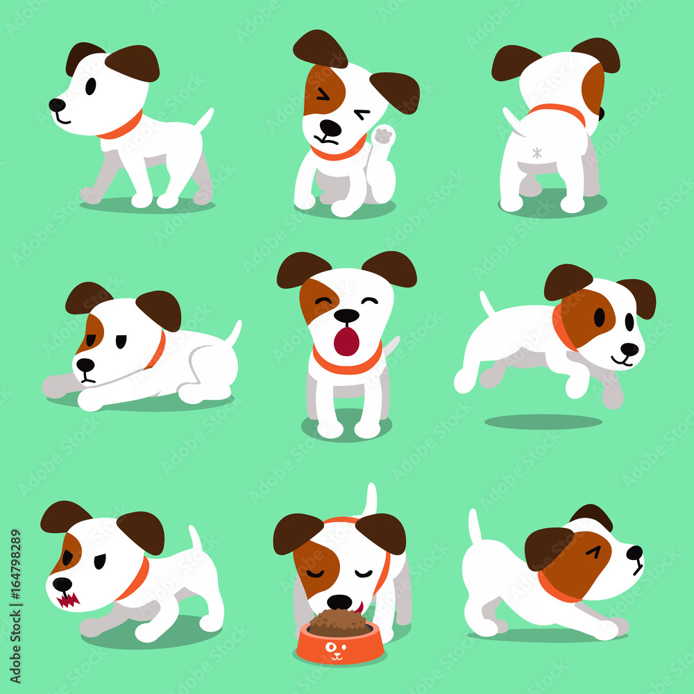 Cartoon character jack russell terrier dog poses Stock Vector | Adobe Stock
