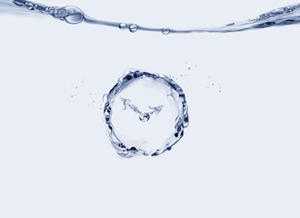 Wall Mural - A round, blue clock made of water sinking.