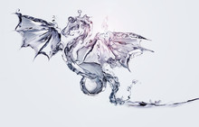 A Blue Flying Dragon Made Of Water.