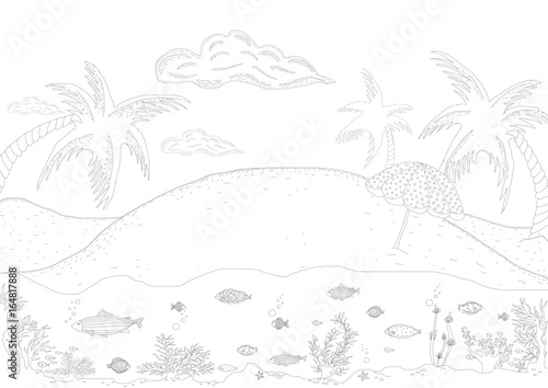 Drawing Plate For Kids With Summer Holiday Beach Landscape With Small Island Buy This Stock Illustration And Explore Similar Illustrations At Adobe Stock Adobe Stock,Easy Character Disney Easy Cute Small Pixel Art