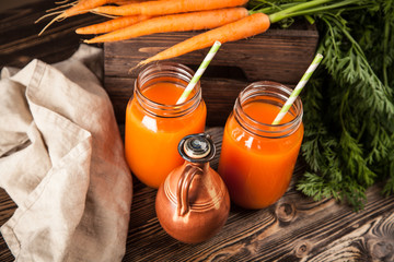 Fresh organic carrot juice