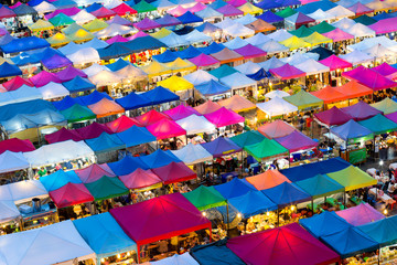 Wall Mural - Multi-colored tents /Sales of second-hand market in Bangkok,Bangkok is the most populated city in Southeast Asia. Bangkok , Thailand