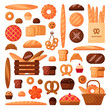 © vassay - Fresh bread and pastries in flat style