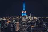Fototapeta Miasta - Top of the Rock New York Night Skyline