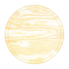 Wall Mural - round wooden plate top view on white background