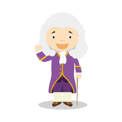 Wall Mural - Voltaire cartoon character. Vector Illustration. Kids History Collection.