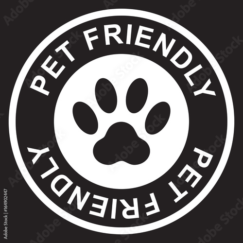 Fotografie, Obraz Pet friendly stamp, white isolated on black background, vector illustration