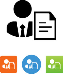 Sticker - Business Person With Document Icon - Illustration