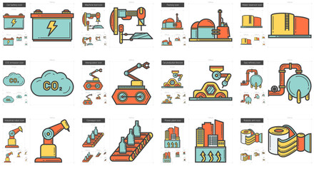 Sticker - Industry line icon set.