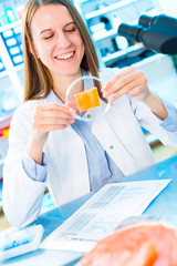 Canvas Print - Fish research in laboratory.  Food Processing and Quality Control Fish