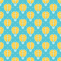 Sticker - Idea pattern design - seamless pattern with brain lamp